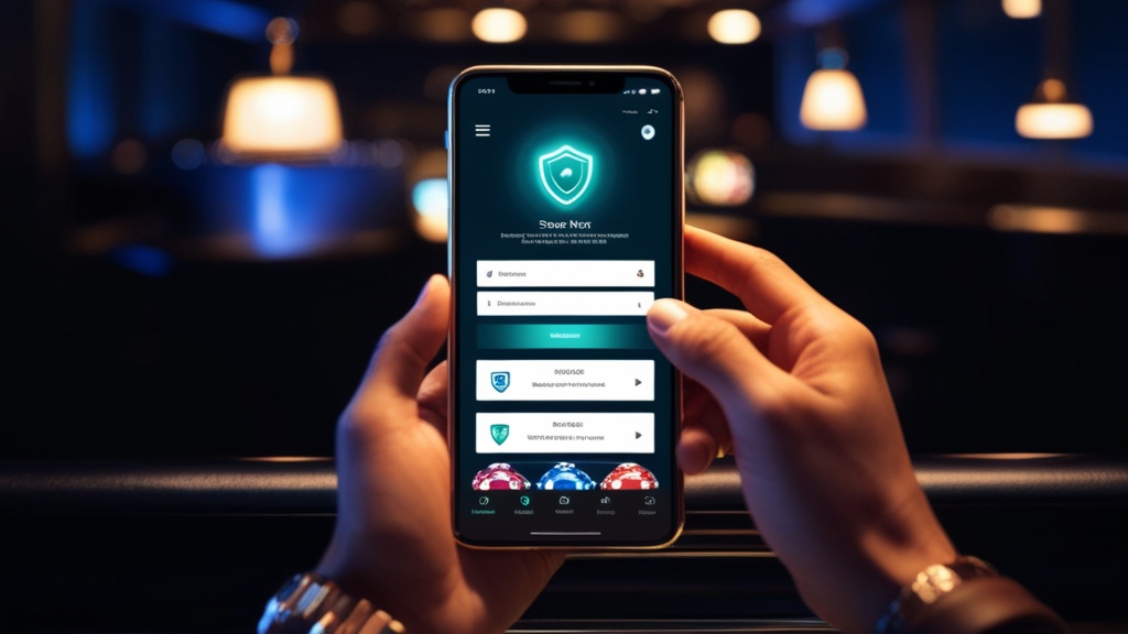 Mobiltelefonon használt Nnvcasino mobil felület sötét, elegáns környezetben